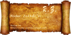 Roder Zoltán névjegykártya